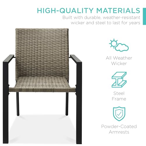 Set of 2 Stackable Outdoor Wicker Dining Chairs Black I886288