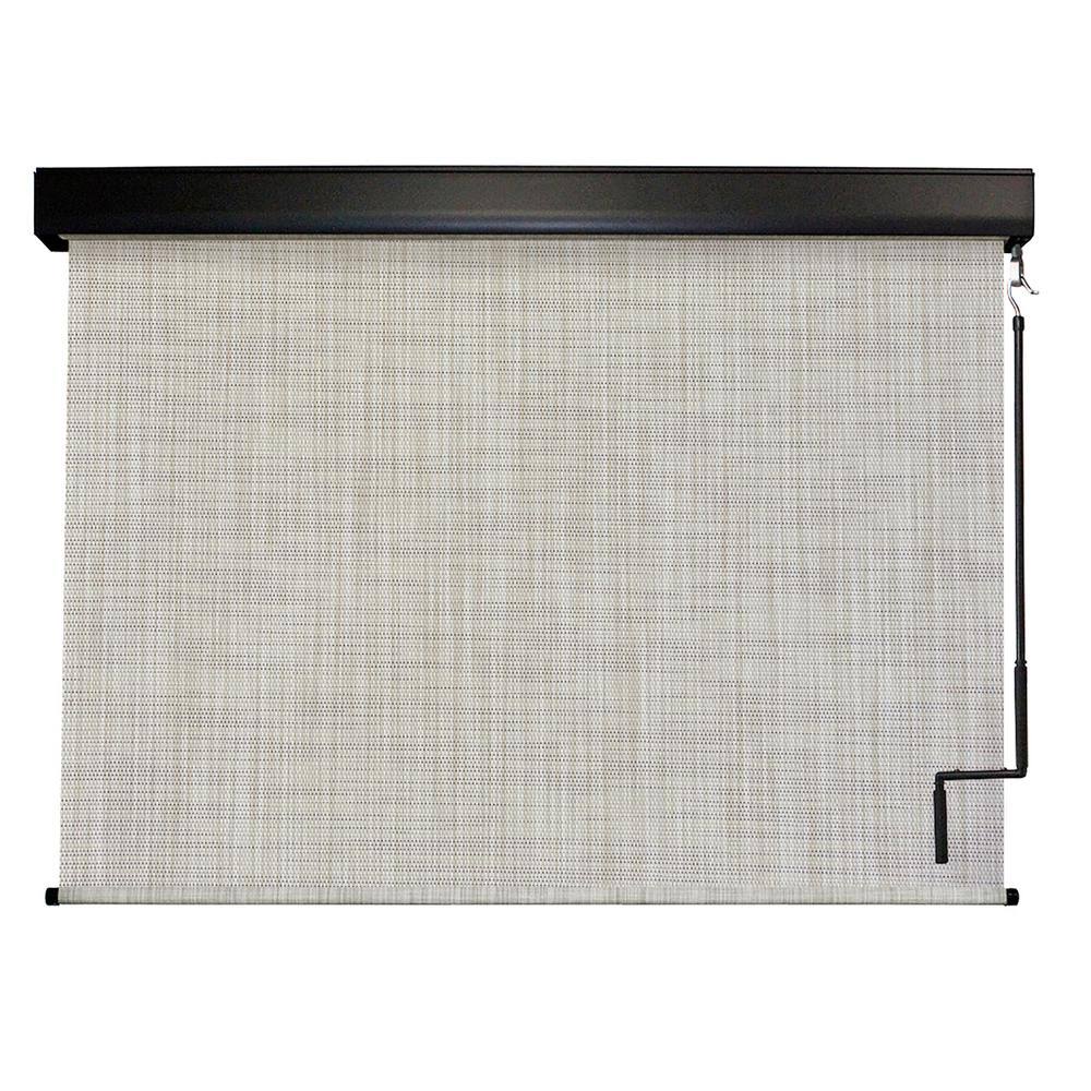 Cordless Hand Crank UV Protection PVC Exterior Roller Shade 72 in. W x 96 in. L J34163