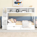 Solid Wood Twin Over Full Bunk Bed with Staircase and 2 Drawers X937