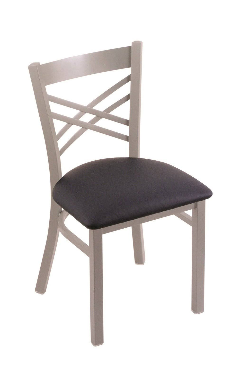 18x22 Chair with Anodized Nickel Finish, Dark Blue Seat Y2671
