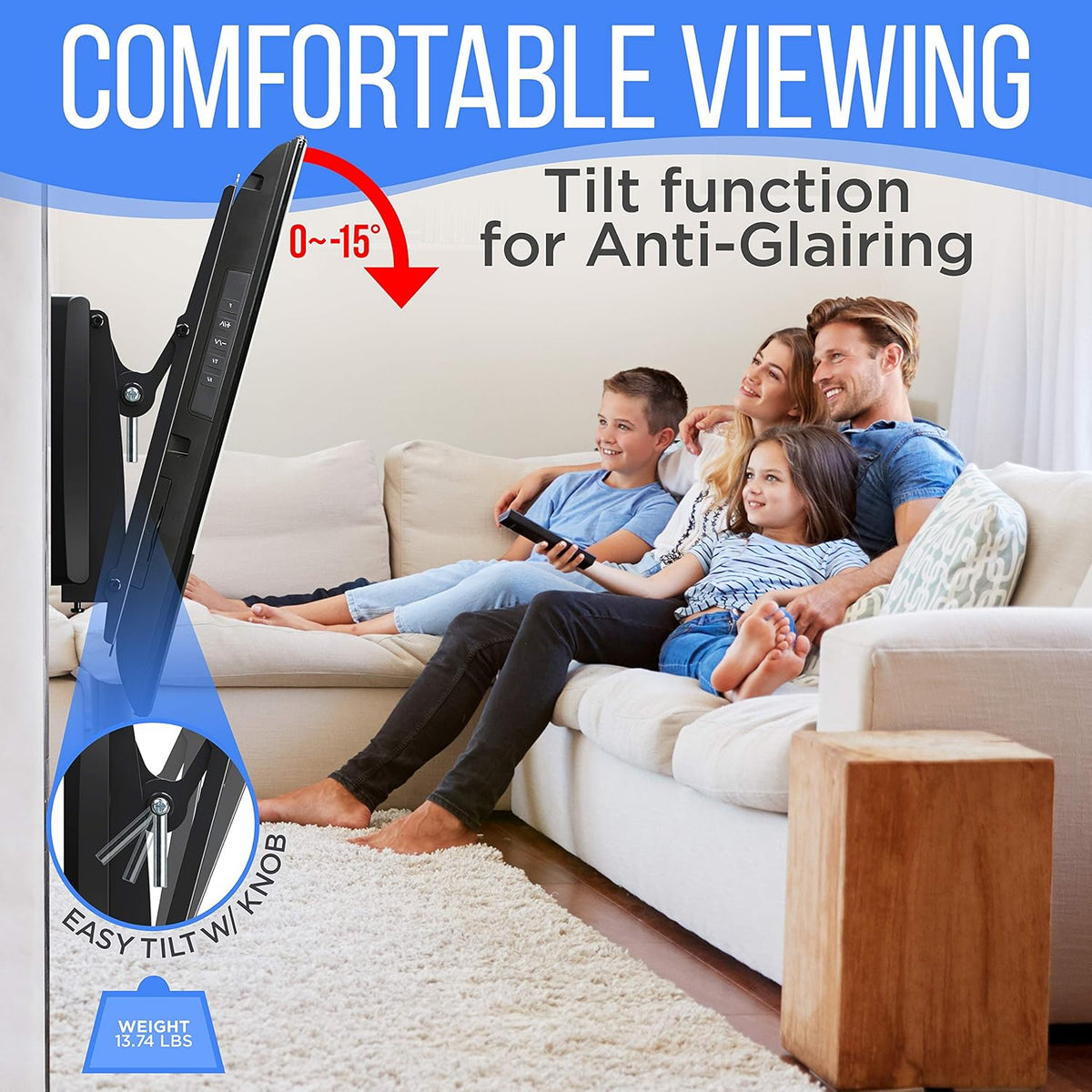 Tilting Wall Mount TV Bracket for 26-52" LED/LOLED & Plasma TV, VESA Mounting, 110 lbs Weight Capacity, Pack of 2 A30143