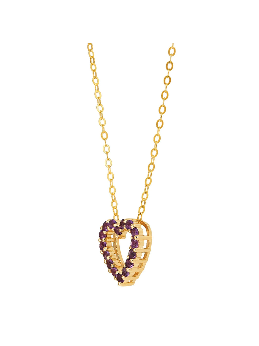 Amethyst Open Heart Pendant Necklace in 10kt Gold, 17" E437
