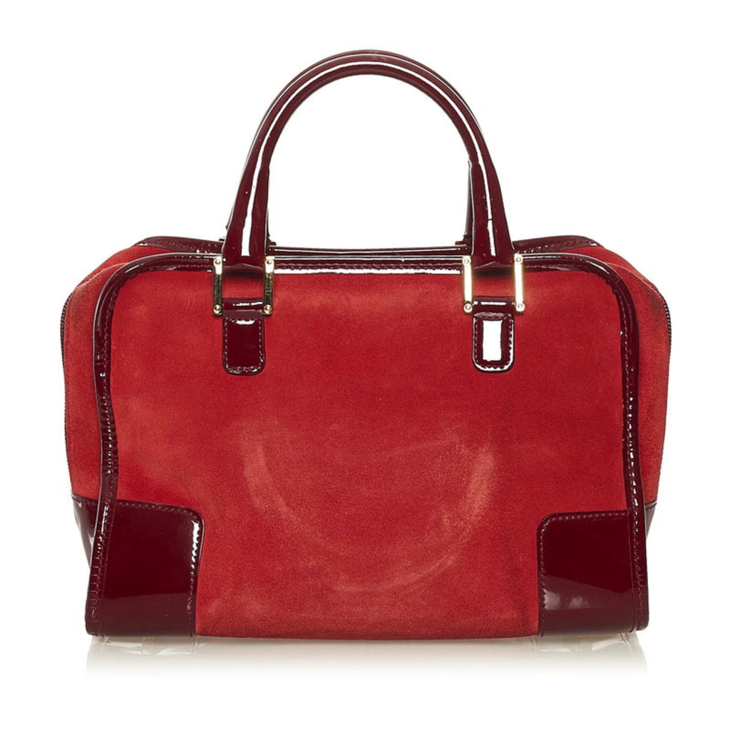 Red Suede Enamel Handbag L7090