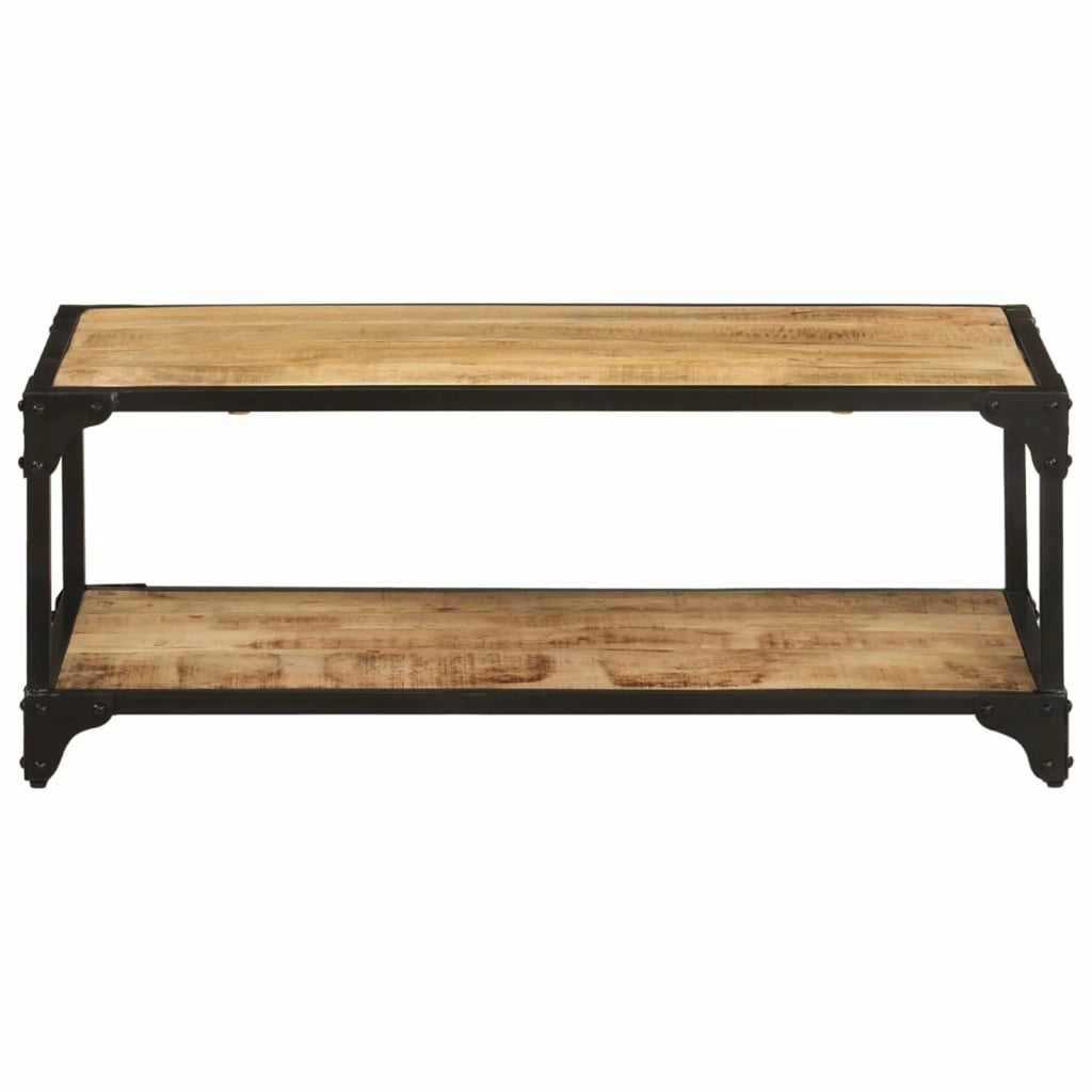 Coffee Table with Storage Shelf Mango Wood Iron Frame X228525