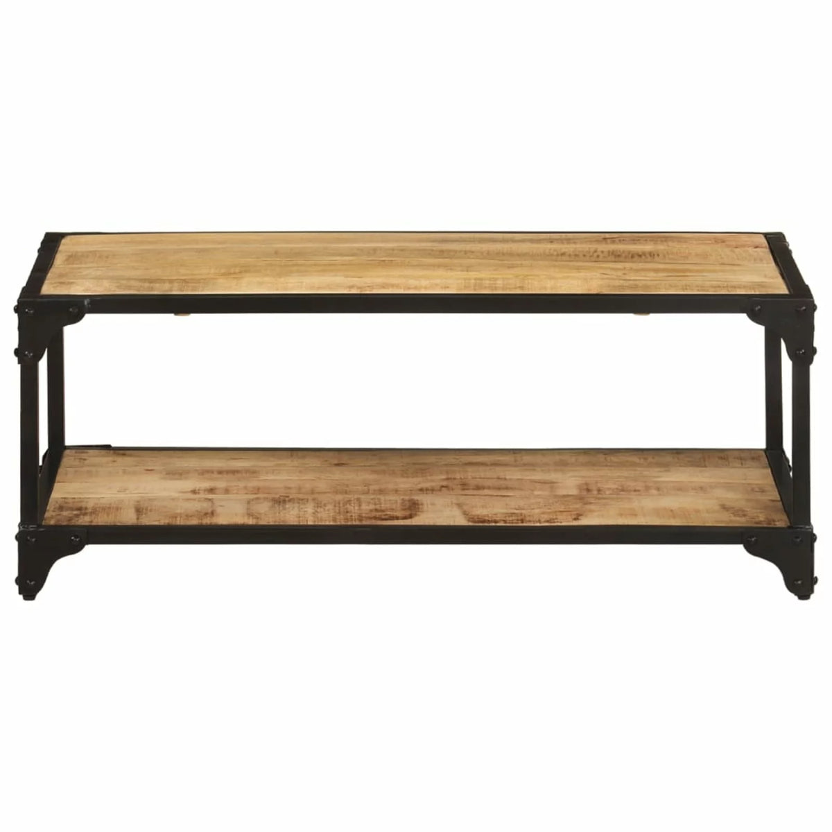 Coffee Table with Storage Shelf Mango Wood Iron Frame X228525