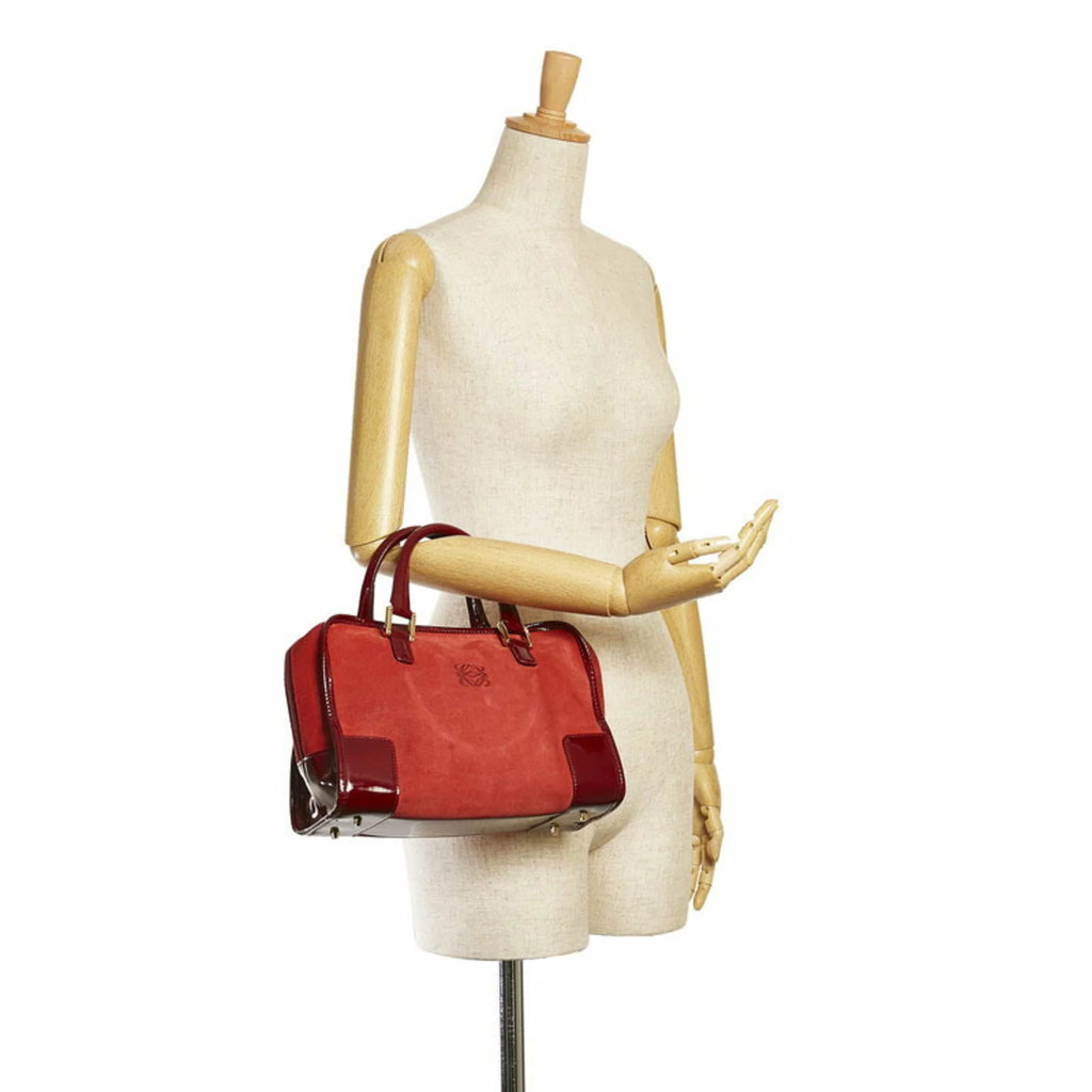 Red Suede Enamel Handbag L7090