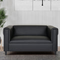 Black Faux Leather Loveseat Sofa with Solid Wood Frame O5055