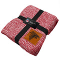 Two-Tone Sweater Knit Blanket with Faux Leather Patch D6507
