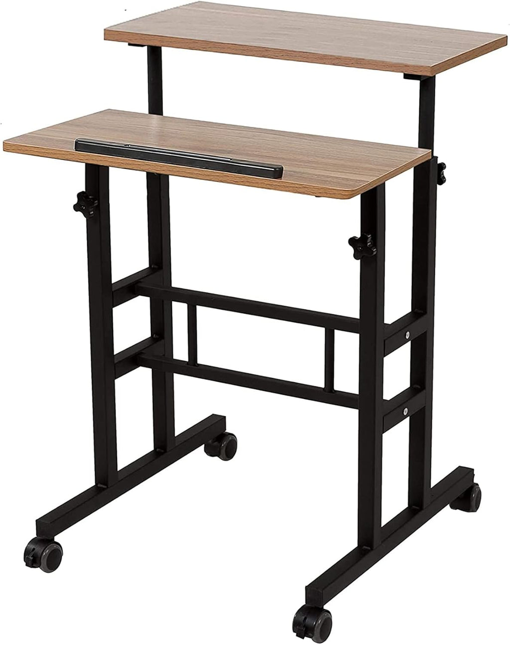 Black Height Adjustable Standing Desk with Carpet Wheels X4448