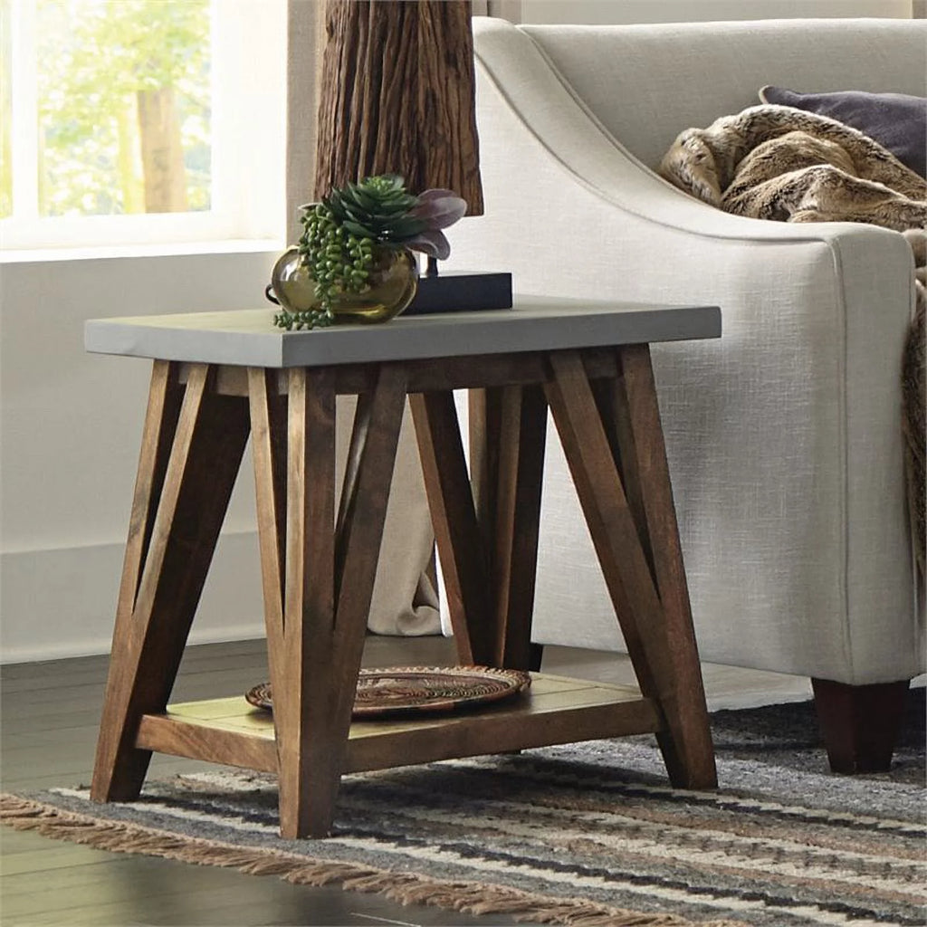 22" Wood Concrete End Table Set of 2 O51810