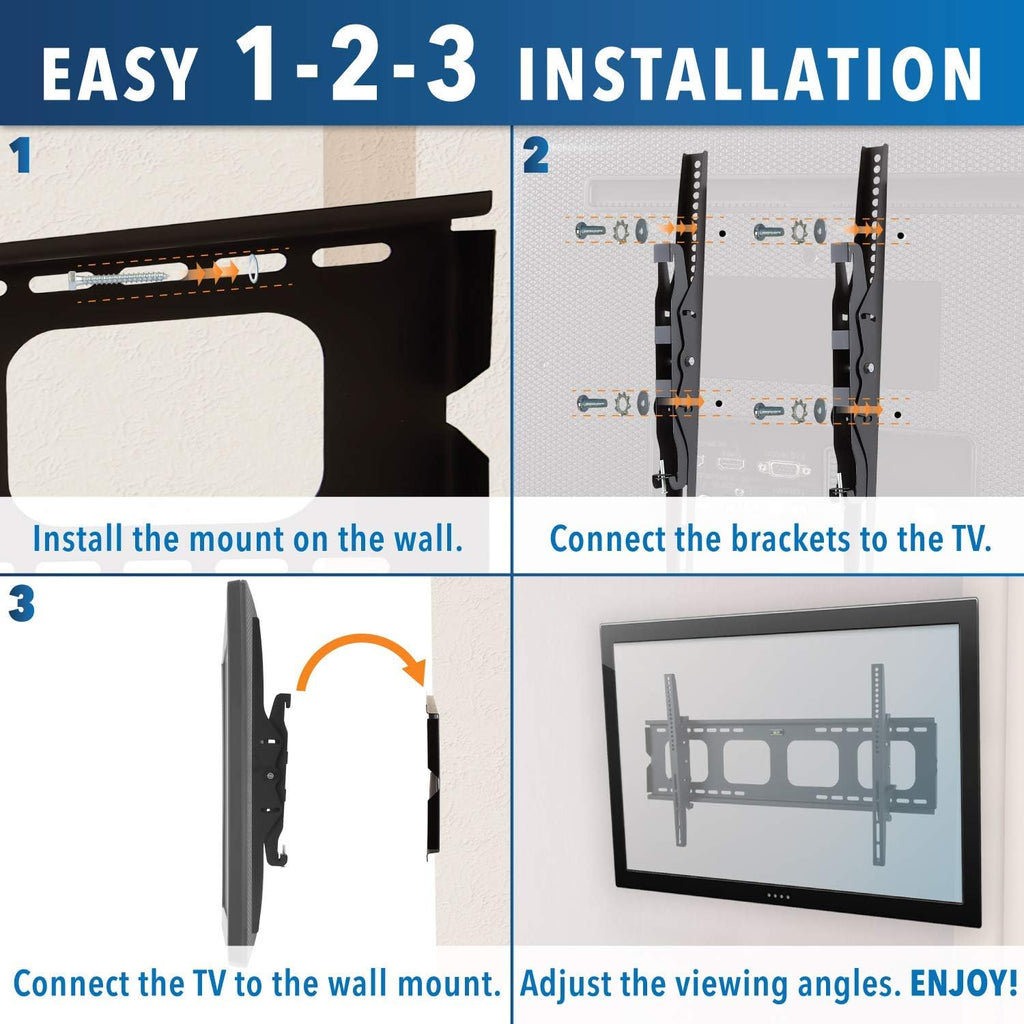 Large Tilting TV Wall Mount Bracket, 220 Pound Capacity, VESA Compatible, Pack of 2 Y718