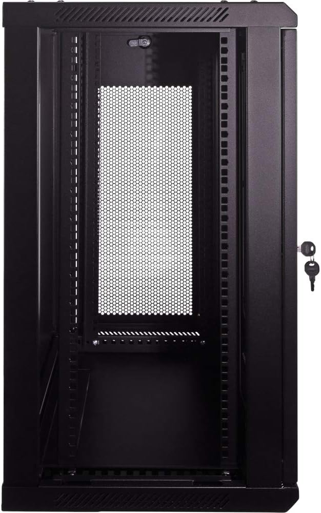 15U Wallmount Cabinet Enclosure 19-Inch Server Network Rack with Locking Perforated Door Black H685