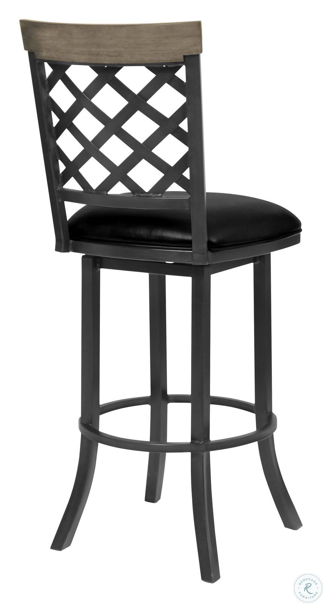 26x22 Counter Height Barstool in Mineral Finish with Vintage Black Faux Leather and Grey Walnut Y9179