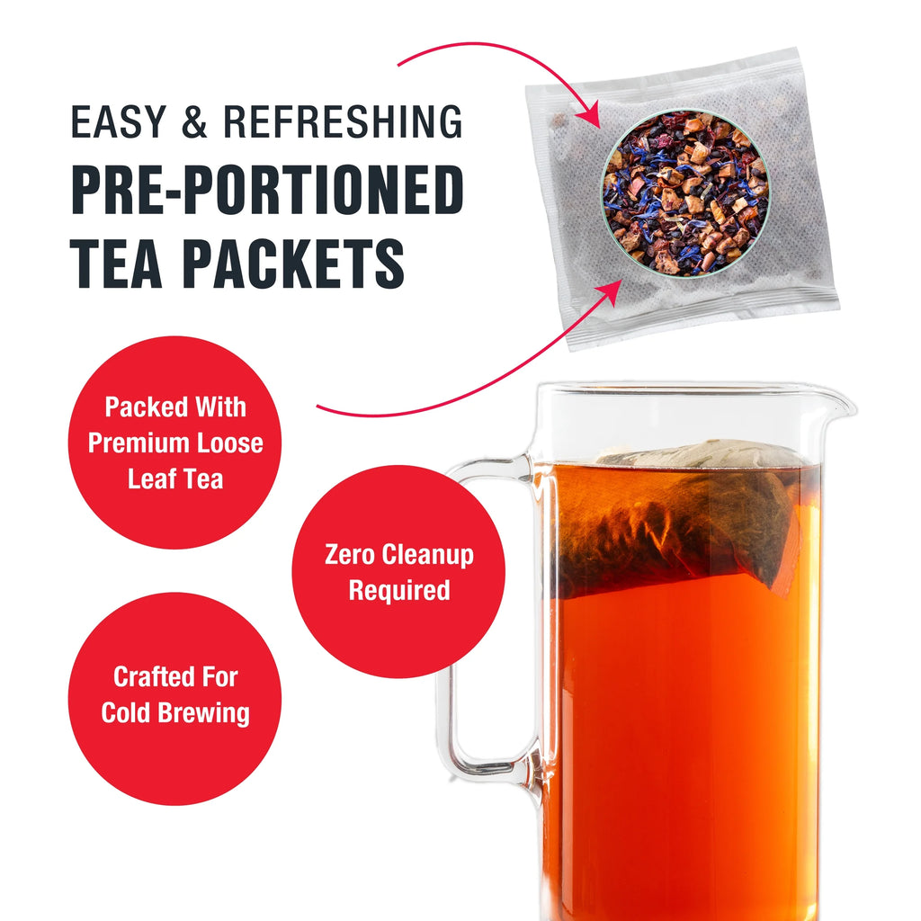 Blueberry Hibiscus Herbal Loose Leaf Iced Tea, 10 Cold Brew Packets O62429