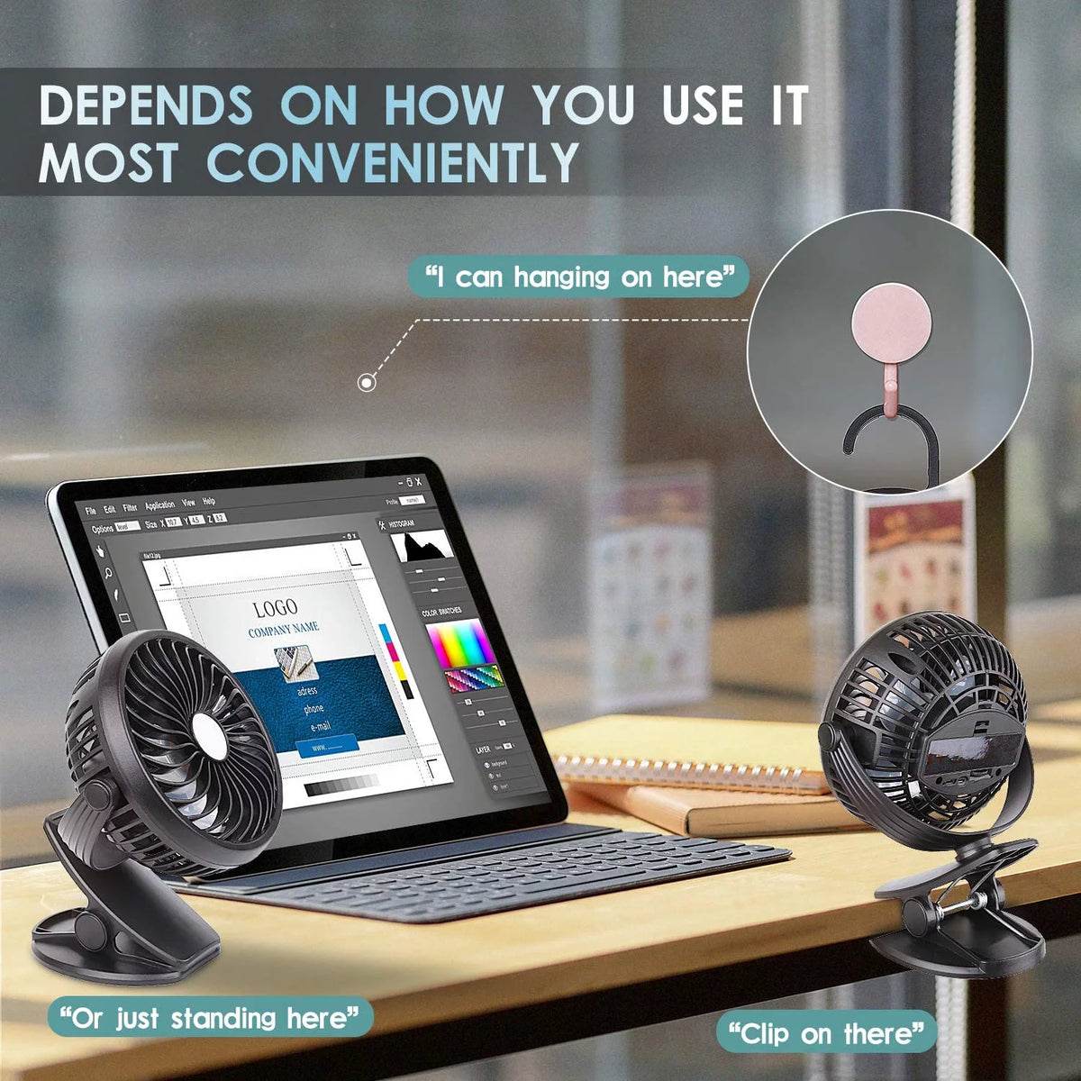 Portable Clip on Fan Black T36535