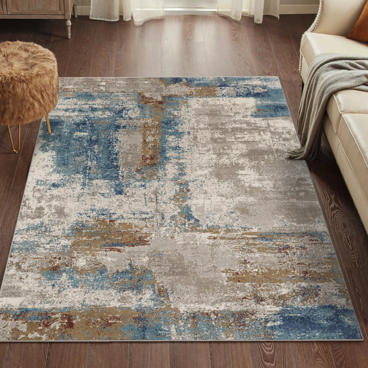Modern Multicolor 9x12 Abstract Area Rug V883497