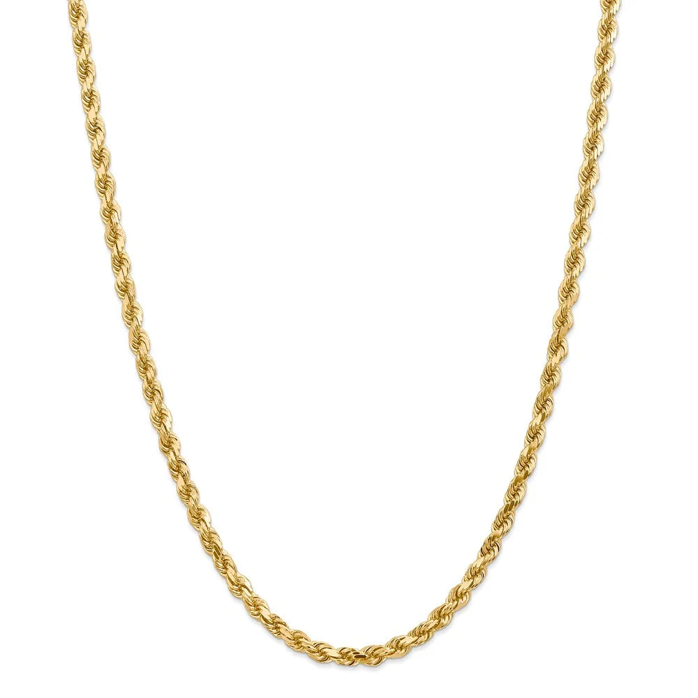 14kt Yellow Gold 4.5mm Diamond Cut Rope Chain with Lobster Clasp, 22 inch F4435