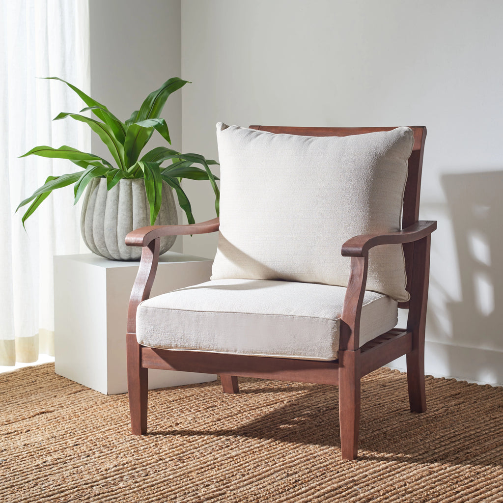 Natural Beige Eucalyptus Wood Accent Chair P9042