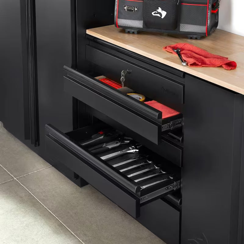 7-Piece Heavy Duty Welded Steel Garage Storage System in Black D949337