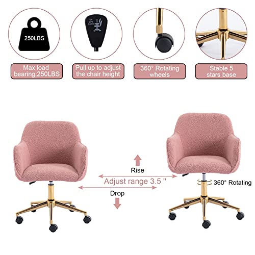 Pink Faux Fur Upholstered Swivel Desk Chair B1485