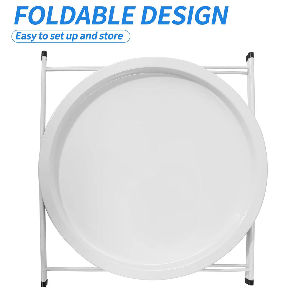 Round Metal End Table with Fabric Storage Basket M805616