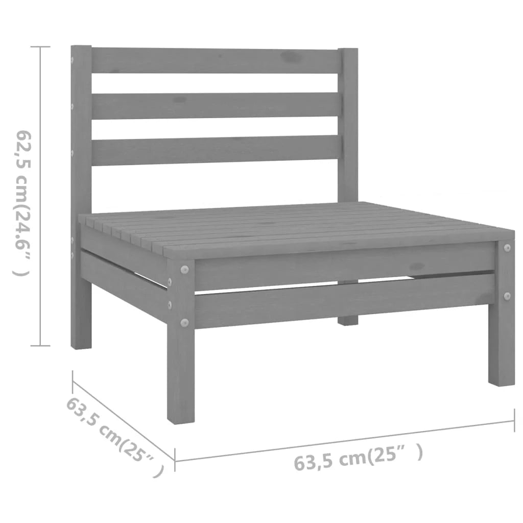 Gray 2-Seater Solid Wood Pine Patio Sofa D13775