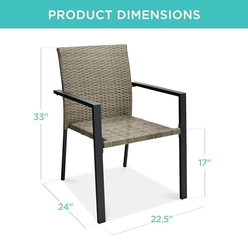 Set of 2 Stackable Outdoor Wicker Dining Chairs Black I886288