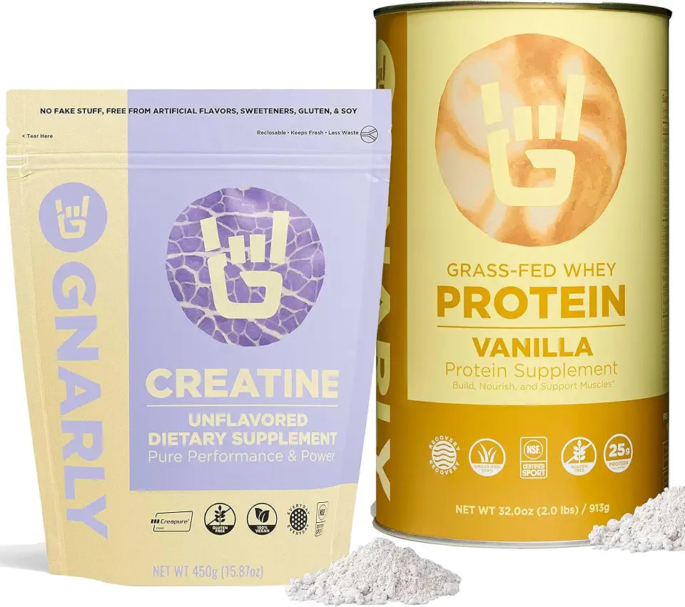 Unflavored Creatine Powder and Vanilla Grass-Fed Whey Protein I501600