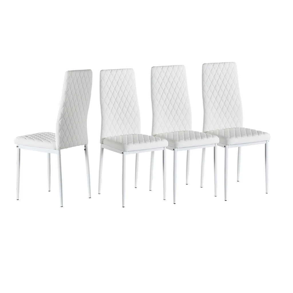 White Fireproof Leather Dining Chairs Set of 6 D1002