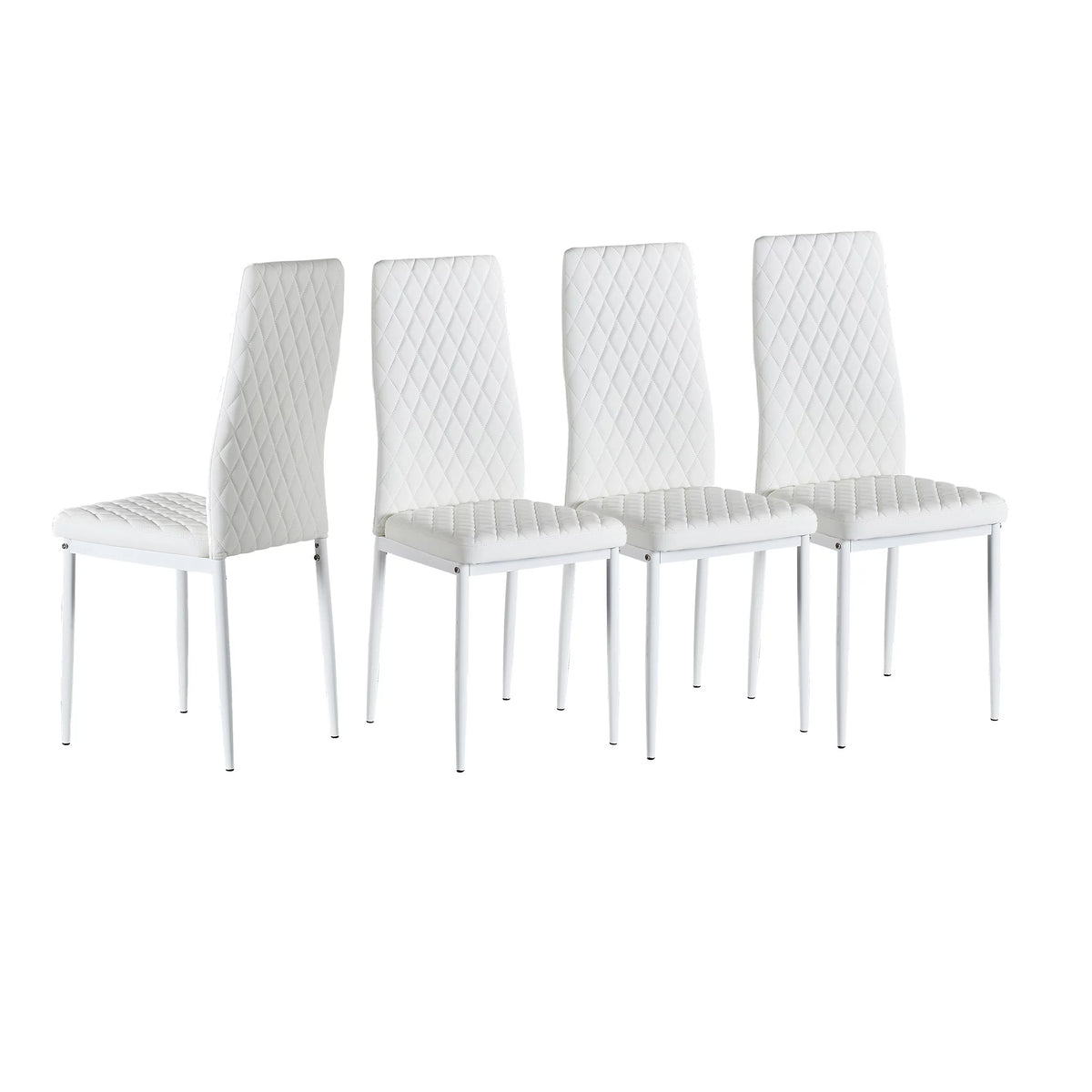 White Fireproof Leather Dining Chairs Set of 6 D1002