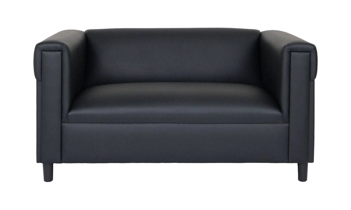 Black Faux Leather Loveseat Sofa with Solid Wood Frame O5055