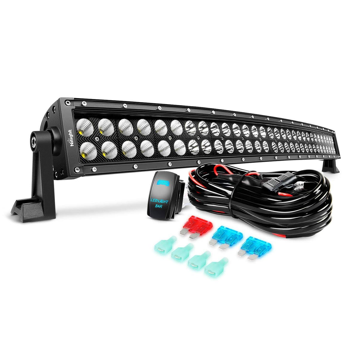 32-Inch 180W Black Curved LED Light Bar with Wiring Harness Kit Z985