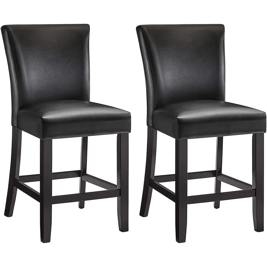 Black Faux Leather Bar Stools Set of 2 U22778
