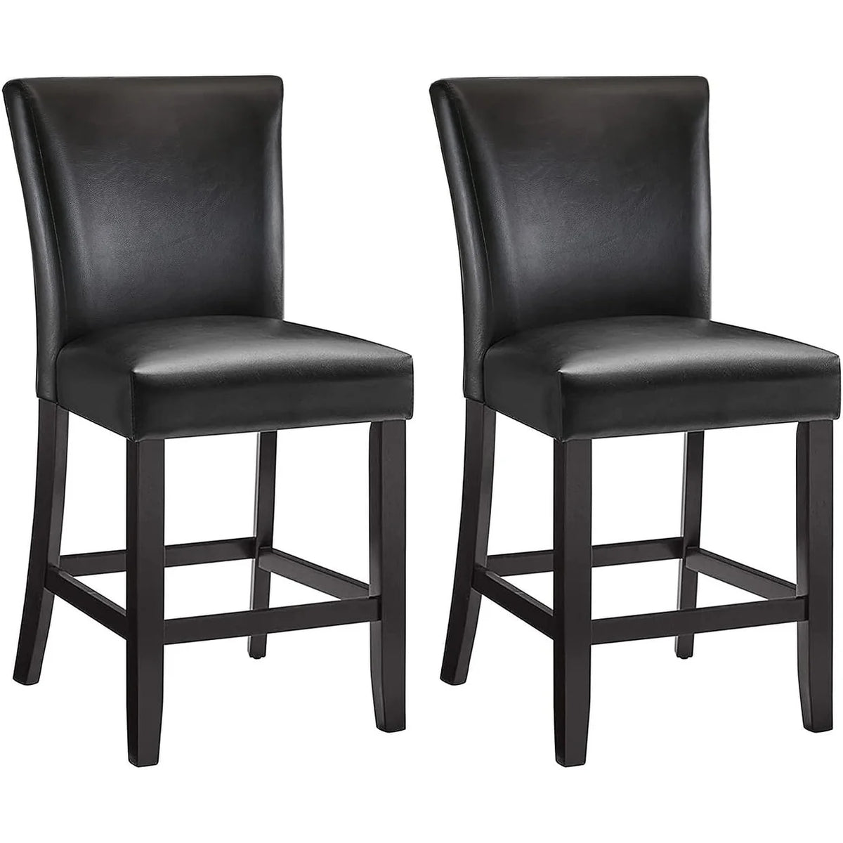 Black Faux Leather Bar Stools Set of 2 U22778