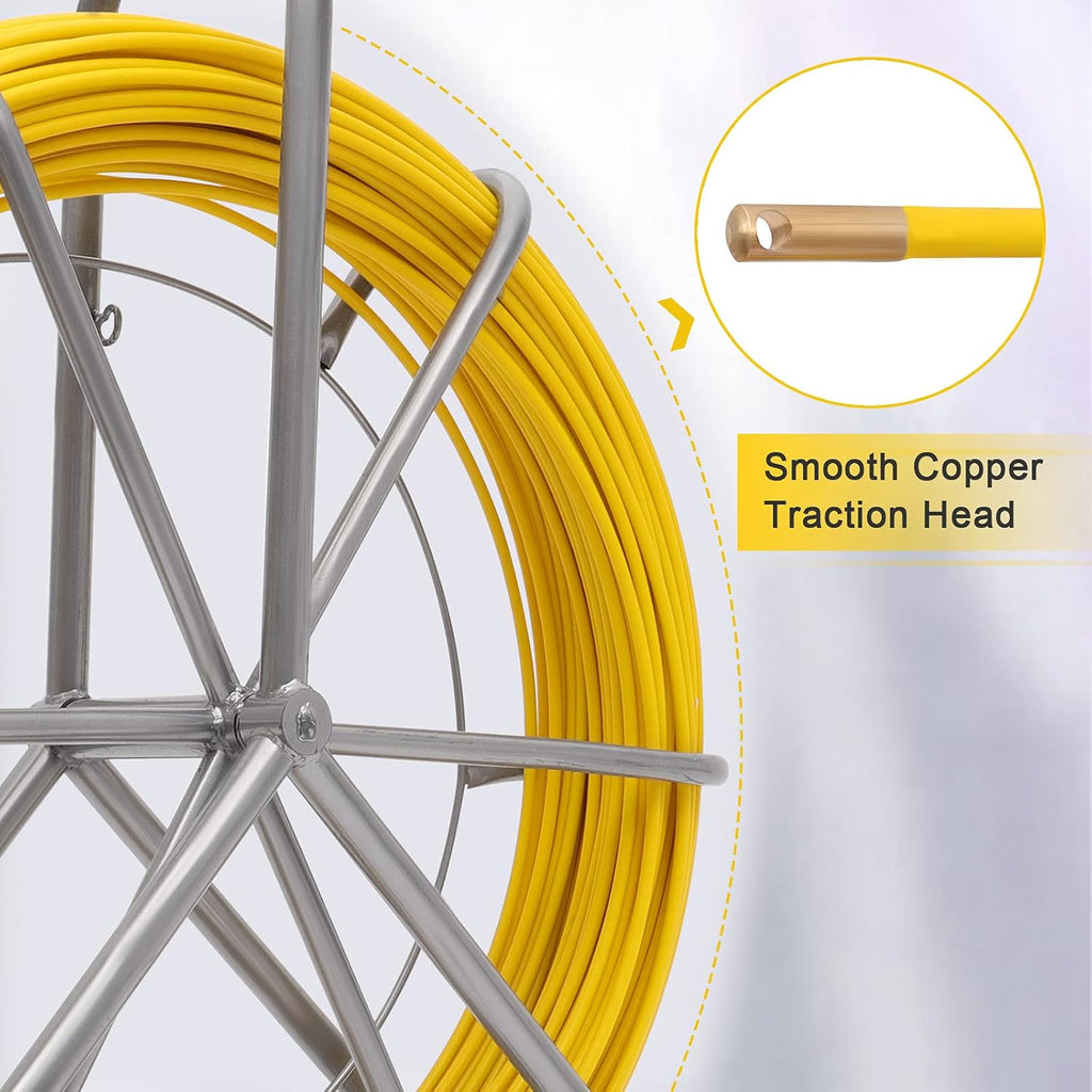 Fiberglass Fish Tape Reel Duct Rodder with Cage and Wheel Stand Z565831