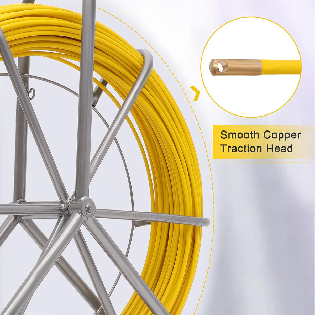Fiberglass Fish Tape Reel Duct Rodder with Cage and Wheel Stand Z565831
