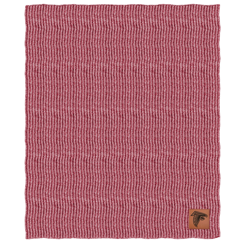 Two-Tone Sweater Knit Blanket with Faux Leather Patch D6507