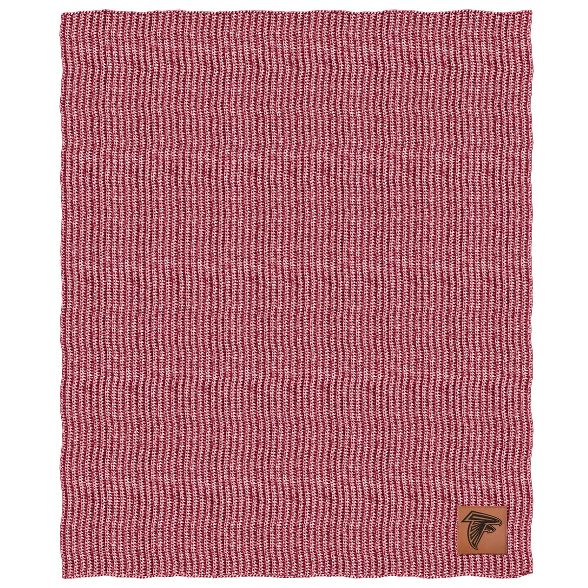 Two-Tone Sweater Knit Blanket with Faux Leather Patch D6507