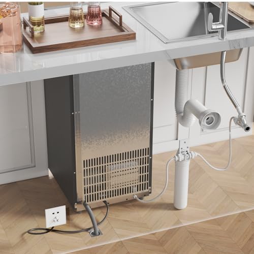 15 Inch Stainless Steel Built-in Freestanding Ice Maker with 30lbs Storage Bin X190