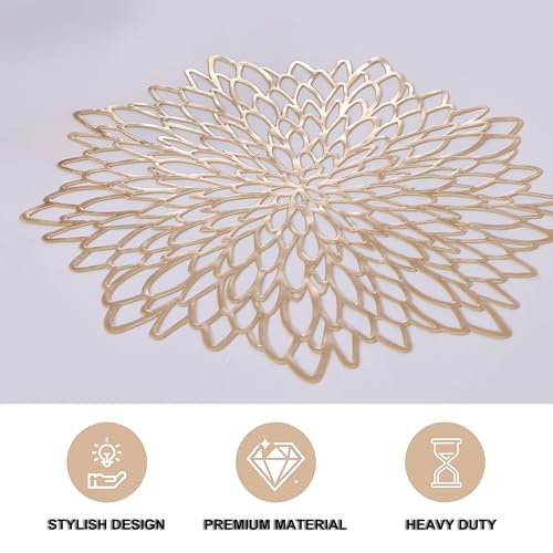 6 Pack Silver Metallic Glitter Vinyl Round Placemats W36008