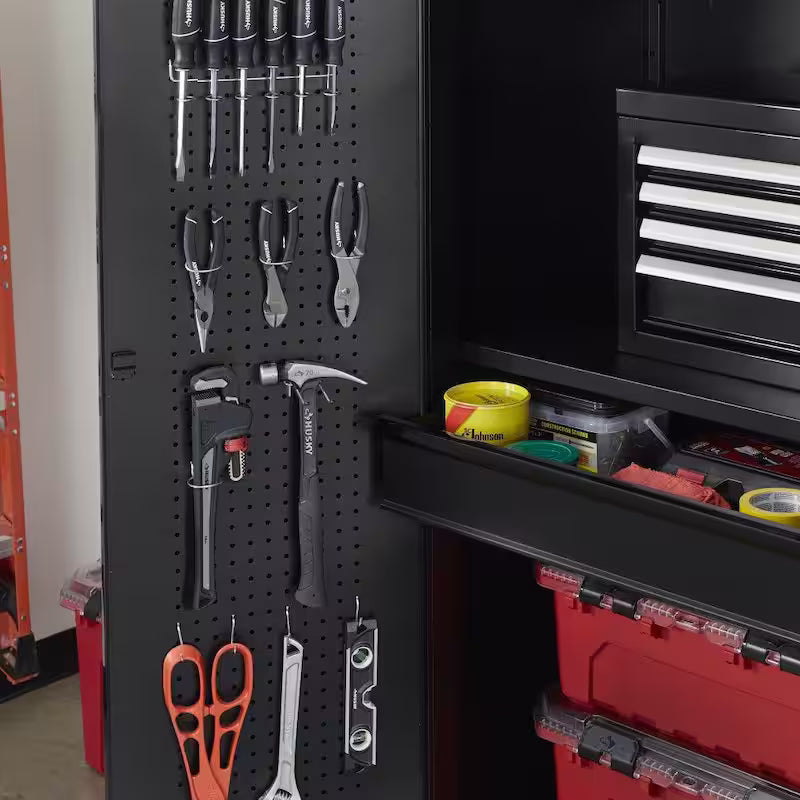 7-Piece Heavy Duty Welded Steel Garage Storage System in Black D949337