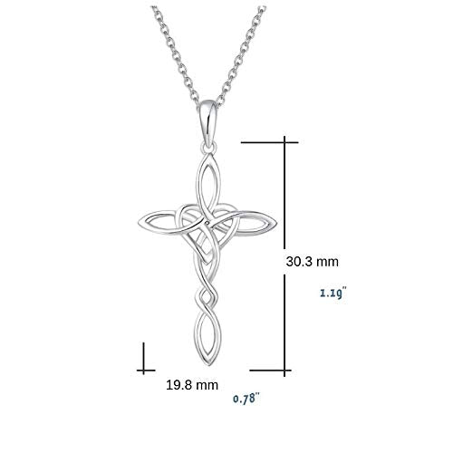 14K Gold Plated Sterling Silver Celtic Knot Cross Pendant Necklace X3740
