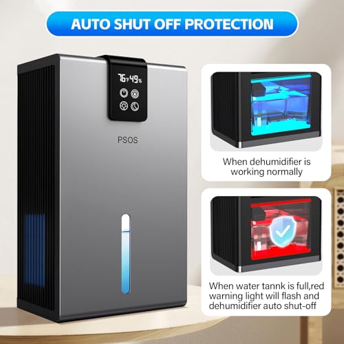 98 OZ Quiet Dehumidifier with Humidity Display, Auto Shut Off, Grey Z12851