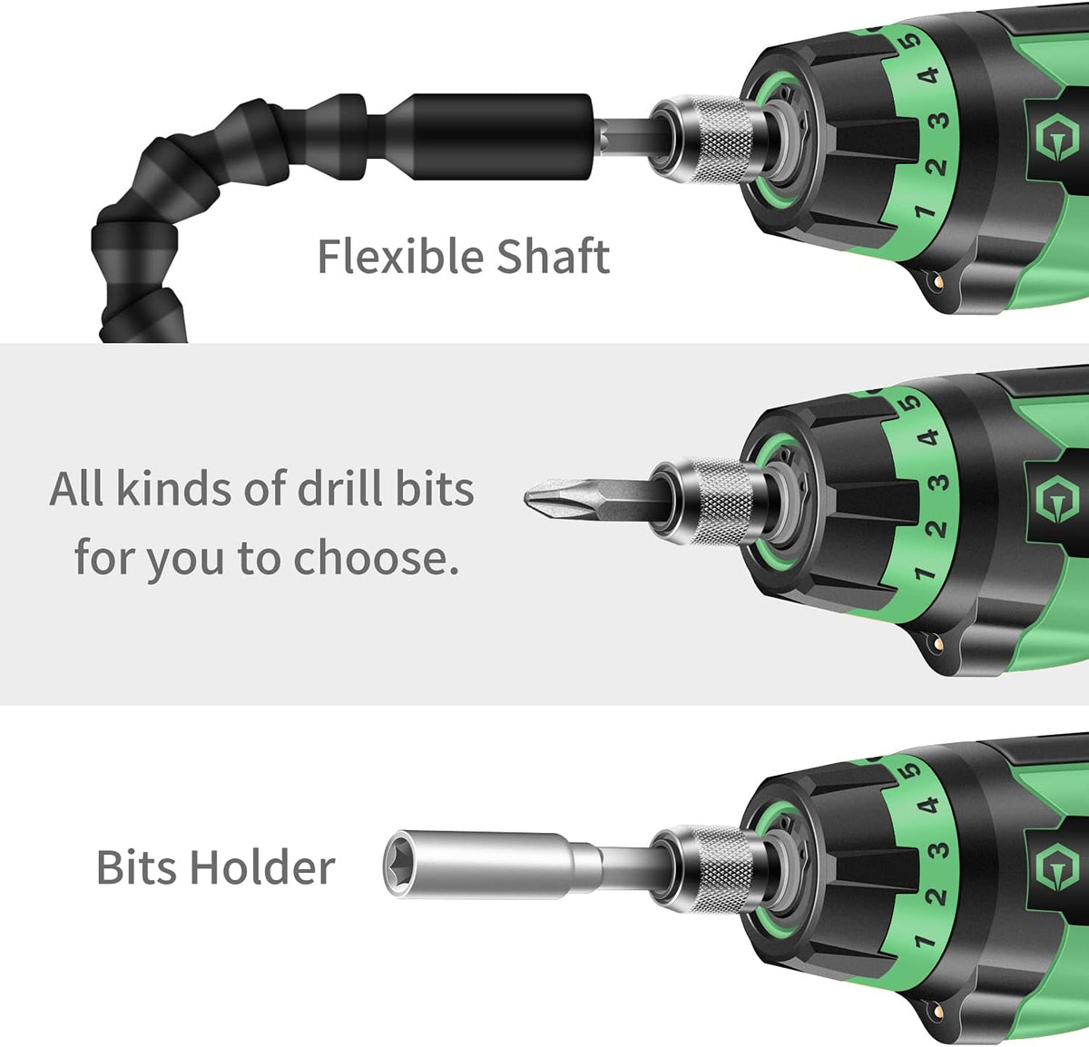 Cordless Rechargeable Electric Screwdriver with LED Light, Flexible Shaft, 4V MAX 2000mAh, Pack of 2 N9681
