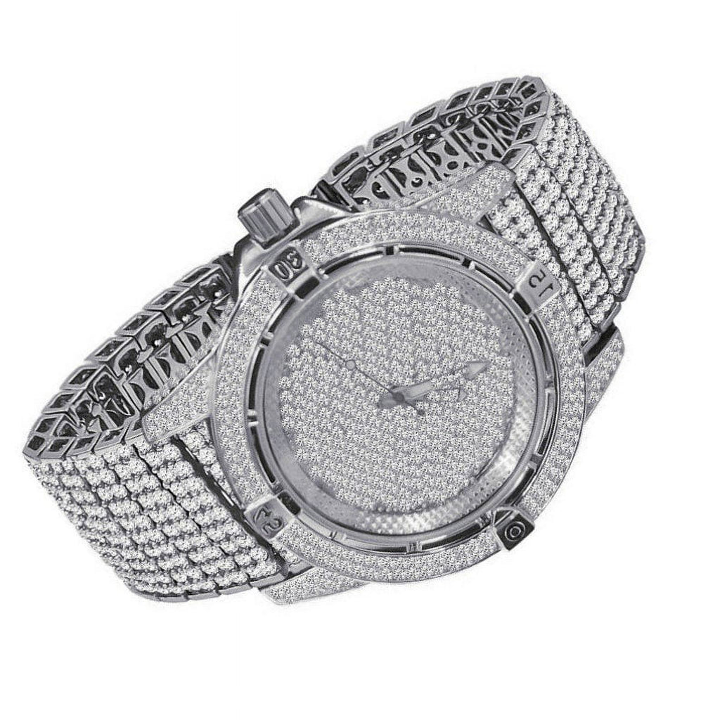 White Gold Tone Iced Out Watch L214