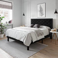 Queen Size Velvet Upholstered Platform Bed with Tufted Headboard O873