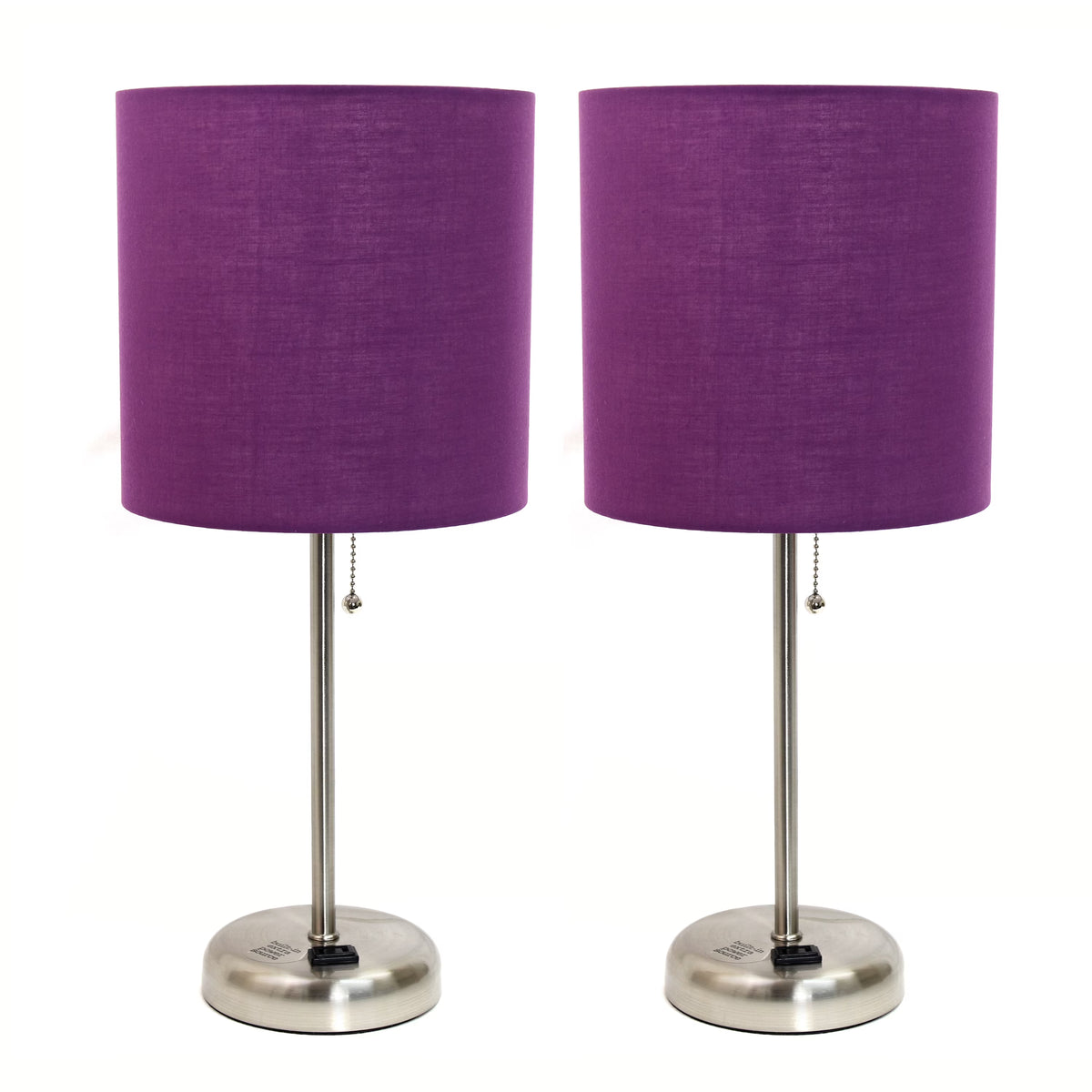 Stick Lamp with Outlet and Fabric Shade Two Pack Set M1548