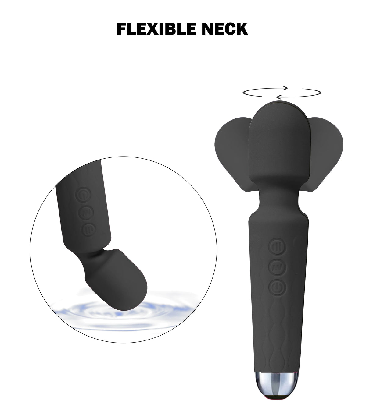 Black Wand Massager Vibrator with 8 Speeds N864