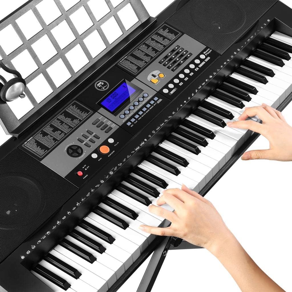 61 Key Portable Electronic Keyboard Piano with Stand and Stool V353729