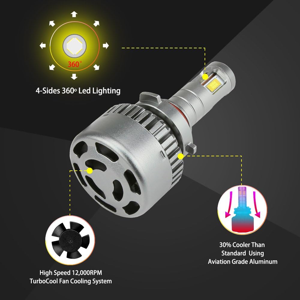 9006 LED Headlight Bulb 100W 6000K Low Beams Fog Lights Pack of 2 N132